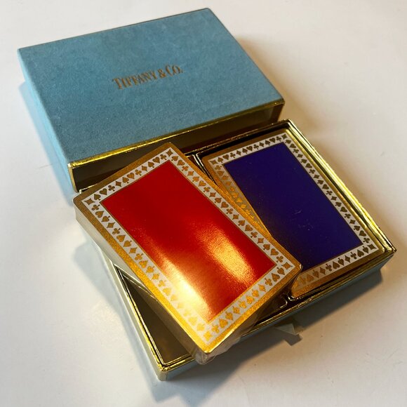 NIB Vintage, Tiffany & Co. Double Deck of Playing Cards, Red & Blue, Unopened! - Picture 7 of 11
